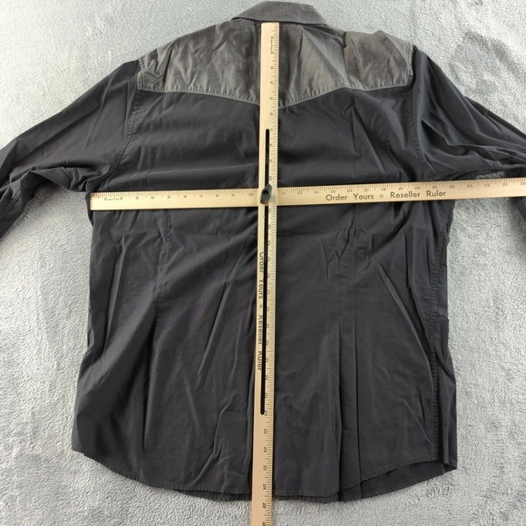 Guess Shirt Mens XL Gray Colorblock Long Sleeve Western Button Up Slim Fit - Picture 5 of 8